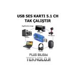 Plus Bilişim OEM Usb Ses Kartı 5.1 Harici 3.5mm Aux ve Mikrofon Çıkışlı HD Yüksek Kalite (Usb Sound) Plus Bilişim