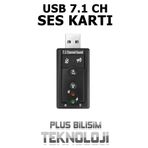 Plus Bilişim OEM Usb Ses Kartı 7.1 Harici 3.5mm Aux ve Mikrofon Çıkışlı HD Yüksek Kalite (Usb Sound) Plus Bilişim