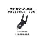 Plus Bilişim Wifi Alıcı Adaptör AC1200 Mbps Usb 3.0 Çift Antenli 2.4 ve 5 Ghz Destekli Tak Kullan