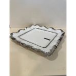 Plus Home Kare Porselen Servis Sunum Tabağı Beyaz Gümüş