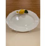 Plus Home Tabak Oval Servis El Yapımı Limon Dekorlu Porselen 30 cm - Sarı
