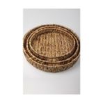 Plus Moda 3'lü Rustik El Yapımı ve Doğal Yuvarlak Hasır Tepsi Seti, 3'lü Hasır Yuvarlak Tepsi Seti, 3 Boy Hasır Tepsi (38 * 6cm-34 * 5cm-30 * 24 * 4,5cm) - Kestane Akaju - Option-1
