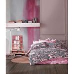 Plus Moda %70 Pamuklu Çift Kişilik Nevresim Takımı Yorgan Kılıfı Seti + Lastikli Çarşaf +2 Yastık Kılıflı-Kalp Desen (Pembe-Kalp-) - 001-Renkli - 100 x 100 cm