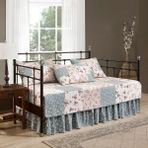 Plus Moda Abbi 5 Parça Bahçe Çiçekli YIKANMIŞ%100 Pamuk Ters Çevrilebilir Yama Işi Yorgan Seti (Daybed Boyutu) - 001-Renkli - 100 x 100 cm