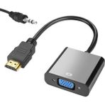 Plus Moda HDMI To VGA Çevirici Adaptör Ses Çıkışlı, Aparat HDMI Çıkışlı Bilgisayarların Görüntüsünü VGA Girişli Monitör, Projeksiyon Vb Görüntü Cihaza Aktarır, - 0 - Siyah - Option-1