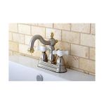 Plus Moda KB1609PX 4" Lavabo Bataryası Porselen Çapraz Kolu, Fırçalanmış Nikel/parlak Pirinç - Option-1