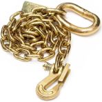 Plus Moda Kingchain 426181 3/8 Inç x 5 Ft. Altın Kromat Traktör Emniyet Bağlayıcı Zincir, Clevis Tutunma Kancası ve Bağlantı Halkası, 6500 Lbs. Yük Kapasitesi, Sınıf 70, Çiftçilik, Tomruk, Inşaat Için