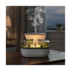 Plus Moda Minyatür Orman Tasarımlı Yağmur Bulutu Hava Nemlendirici ve Aroma Difüzörü, Beyaz-Gri, 7 Renkli Led, Ultrasonik Soğuk Buhar, 21X15X12 cm