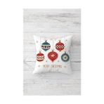Plus Moda Pelangi Yılbaşı Merry Christmas Çift Tarafı Baskılı Gizli Fermuar Yastık Kılıfı Kırlent Koltuk Yastık Kılıfı, Beyaz-Kırmızı-Gold 45 x 45 - Option-1 - 001-Renkli