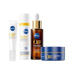 Plus Moda Q10 SPF50 Güneş Koruyucu Yüz Bakım Kremi 40ML, Kırışıklık Karşıtı Serum 30ML,GÖZ Kremi ve Gece Kremi - Option-1