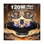 Plus Moda W-Kıng Subwoofer ile Taşınabilir Loud Bluetooth Hoparlör, 70W Taşınabilir Açık Hoparlörler Bluetooth Kablosuz Su Geçirmez, Üçlü Pasif Radyatörler-Derin Bas/hi-Fi SES/DSP/42H/GÜÇ - 01-Siyah