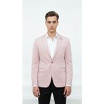 Plus Scorpion Açık Pembe Erkek Italyan Kesim Blazer Ceket – Kol Yamali, Slim Fit, Şık ve Modern Tasarım - 6 Drop - 46