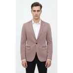 Plus Scorpion Açık Pembe Erkek Italyan Kesim Blazer Ceket – Kol Yamali, Slim Fit, Şık ve Modern Tasarım - 6 Drop - 52