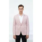 Plus Scorpion Açık Pembe Erkek İtalyan Kesim Blazer Ceket – Kol Yamali, Slim Fit, Şık Ve Modern Tasarım