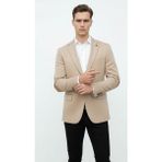 Plus Scorpion Bej Erkek Italyan Kesim Blazer Ceket – Kol Yamali, Slim Fit, Şık ve Modern Tasarım - 6 Drop - 52