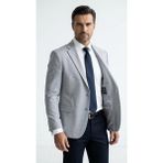 Plus Scorpion CK145 Erkek Slim Fit Klasik Ceket Dokulu Kumaş Modern Kesim - 52 - 6 Drop - Gri