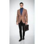 Plus Scorpion Ekoseli Slim Fit Erkek Blazer Ceket – Şık Modern Tasarım, Tek Düğmeli - 44 - 6 Drop - Kiremit