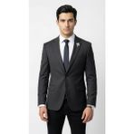 Plus Scorpion Erkek Blazer Ceket Twill Dokuma Likralı Notch Yaka 1 Düğmeli Çift Yırtmaçlı Slim Fit - 46 - 6 Drop - Siyah