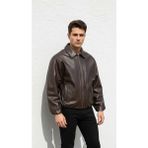 Plus Scorpion Erkek Deri Görünümlü Bomber Mont Ceket– Günlük Şık Minimal Tasarım - Kahverengi - 2XL