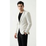 Plus Scorpion Erkek Karyağdı Desenli Slim Fit Blazer Ceket – Siyah & Bej – Şık Günlük ve Ofis Kombin - 46 - 6 Drop