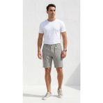 Plus Scorpion Erkek Keten Şort Lastikli Beli Bağcıklı Yazlık Rahat Kesim Günlük Casual Bermuda Şort - XL - Gri