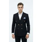 Plus Scorpion Erkek Kruvaze Blazer Ceket - Slim Fit Modern Kesim, Premium Dokulu Şık Klasik Ceket (Siyah, 46)