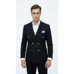 Plus Scorpion Erkek Kruvaze Blazer Ceket Slim Fit Premium Dokulu Şık Klasik Ceket - 54 - 6 Drop - Siyah