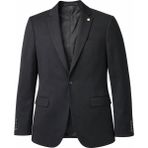 Plus Scorpion Erkek Lacivert Mono Yaka Likralı Blazer Ceket – Esnek Konfor Kumaş, Tek Düğmeli Slim Fit - 54 - 6 Drop - Siyah