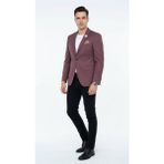 Plus Scorpion Erkek Mono Yaka Tek Düğmeli Çift Yırtmaçlı Blazer Ceket – Premium Dokuma Kumaş, 8 Renk - 50 - 6 Drop - Mürdüm