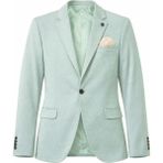 Plus Scorpion Erkek Pamuklu Penye Likralı Tek Düğmeli Çift Yırtmaçlı Blazer Ceket - 56 - 6 Drop - Mint