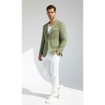 Plus Scorpion Erkek Slim Fit Blazer Ceket Tek Düğmeli Çift Yırtmaçlı Torba Cepli Yarım Astarlı - 48 - 6 Drop - Haki