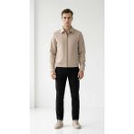 Plus Scorpion Erkek Slim Fit Bomber Fermuarlı Mont Ceket Esnek Kumaş Günlük Şık Casual Ceket - Bej - 2XL