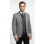 Plus Scorpion Erkek Slim Fit Ceket – Likralı Fitilli Kumaş, Çift Düğmeli Tek Yırtmaçlı Modern Tasarım - 52 - 6 Drop - Füme