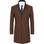 Plus Scorpion Erkek Slim Fit Kaşe Kaban – Çıkarılabilir Ribanalı Fermuarlı Yaka, S–xxl - 2XL - Kahve