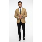 Plus Scorpion Erkek Slim Fit Klasik Ceket Dokulu Kumaş Modern Kesim - 48 - 6 Drop - Camel