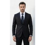 Plus Scorpion Erkek Slim Fit Klasik Ceket Dokulu Kumaş Modern Kesim - 48 - 6 Drop - Siyah