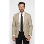 Plus Scorpion Erkek Slim Fit Klasik Ceket Dokulu Kumaş Modern Kesim - 50 - 6 Drop - Bej