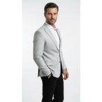 Plus Scorpion Erkek Slim Fit Klasik Ceket Dokulu Kumaş Modern Kesim - 50 - 6 Drop - Gri
