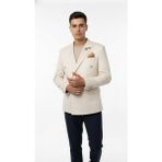 Plus Scorpion Erkek Slim Fit Suet Blazer Ceket Krem Kadife Malzeme ile Şık Düğmeli Tasarım - 6 Drop - 46 / 6