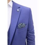 Plus Scorpion Erkek Takım Elbise - 3 Parça Slim Fit Yelekli Set - Likralı Kumaş Tek Düğme Çift Yırtmaçlı Modern Kesim (Saks, 54)