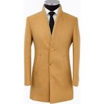 Plus Scorpion Erkek Uzun Kaşe Kaban Bej Slim Fit Model Kalın Malzeme ile Şık Tasarım