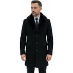 Plus Scorpion Erkek Uzun Kaşe Kaban – Çıkartılabilir Kürk Yaka, Astarlı ve Cepli Slim Fit Mont (Bej, Gri, Siyah, Taba) - 4XL