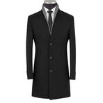 Plus Scorpion Erkek Uzun Kaşe Kaban – Italyan Kesim Slim Fit Şık Model - 2XL - Siyah