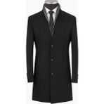 Plus Scorpion Erkek Uzun Kaşe Kaban – Italyan Kesim Slim Fit Şık Model - Siyah