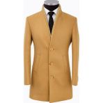 Plus Scorpion Erkek Uzun Kaşe Kaban – Italyan Kesim Slim Fit Şık Model - XL - Bej