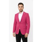 Plus Scorpion Fuşya Erkek Slim Fit Tek Düğmeli Blazer Ceket – Astarlı, Şık ve Modern Kesim