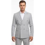 Plus Scorpion Gri Kruvaze Italyan Kesim Erkek Takım Elbise – Slim Fit Modern Mikro Desen Kumaş - 6 Drop - 46