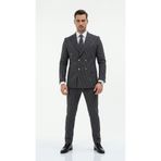 Plus Scorpion İtalyan Kesim Kruvaze Takım Elbise – Modern Slim Fit – Çizgili Kumaş Detaylı