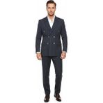 Plus Scorpion Italyan Kesim Lacivert Kruvaze Takım Elbise – Modern Slim Fit – Çizgili Kumaş Detaylı - 6 Drop - 56