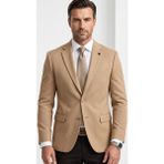 Plus Scorpion Slim Fit Pike Dokuma Erkek Blazer Ceket – Modern Şık Günlük Kombin - 56 - 6 Drop - Bej